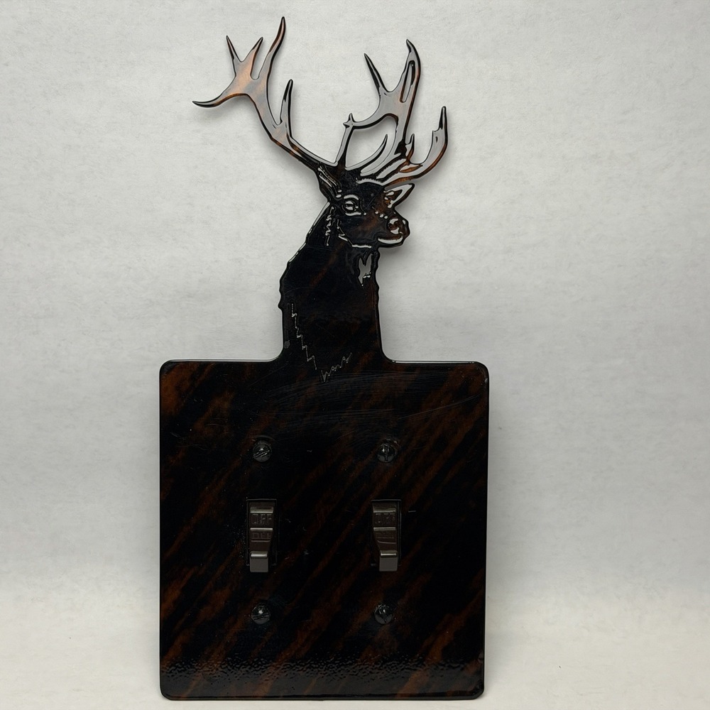 Elk Wildlife Metal Double‎ Light switch cover plate with switches